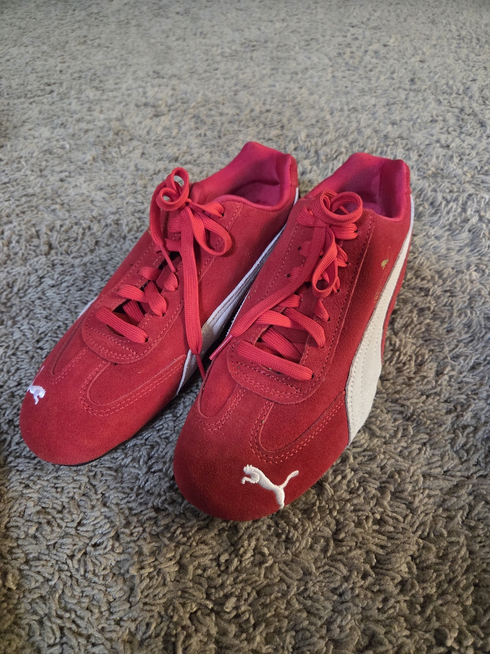Puma Red Suede Sneakers with White Formstrip